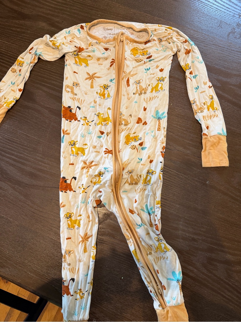 Little Sleepies Cream Lion King Print One-Piece Footie Pajamas